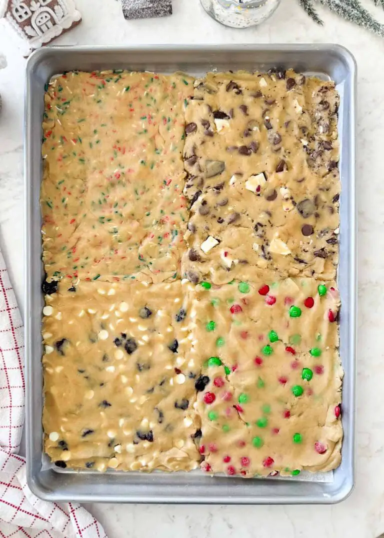 Sheet pan cookie dough in pan.