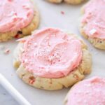 Peppermint swig cookies on a baking sheet.