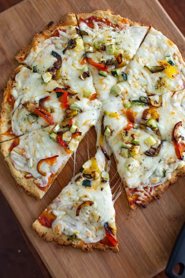 cauliflower pizza crust with roasted veggies